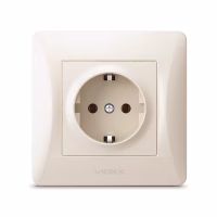 Розетка Videx BINERA 1ая с заземлением кремовая (VF-BNSK1G-CR) - Image 1