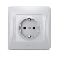 Розетка Videx BINERA 1ая с заземлением серебр (VF-BNSK1G-SS) - Изображение 1