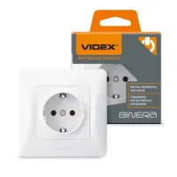 Розетка Videx BINERA 1ая с заземлением (VF-BNSK1G-W) - Изображение 4