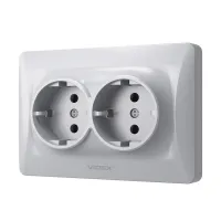 Розетка Videx BINERA 2ая с заземлением серебр (VF-BNSK2G-SS) - 2