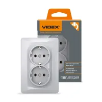 Розетка Videx BINERA 2ая с заземлением серебр (VF-BNSK2G-SS) - 4