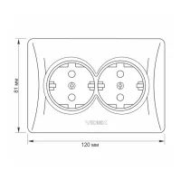 Розетка Videx BINERA 2ая с заземлением серебр (VF-BNSK2G-SS) - 6