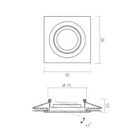 Світильник точковий Videx під лампу GU10 врізний Квадрат Чорний (VL-SPF08S-B) - Зображення 2