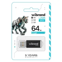 USB флеш накопичувач Wibrand 64GB Cougar Black USB 2.0 (WI2.0/CU64P1B) - 2