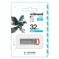 USB флеш накопичувач Wibrand 32GB Falcon Silver-Red USB 2.0 (WI2.0/FA32U7R) - 2