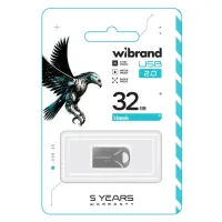 USB флеш накопичувач Wibrand 32GB Hawk Silver USB 2.0 (WI2.0/HA32M1S) - 2