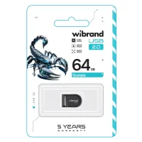 USB флеш накопичувач Wibrand 64GB Scorpio Black USB 2.0 (WI2.0/SC64M3B) - 2