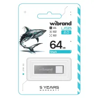 USB флеш накопичувач Wibrand 64GB Shark Silver USB 2.0 (WI2.0/SH64U4S) - Зображення 2