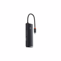 Концентратор Baseus USB-C 6-in-1 HDMI + 2xUSB 3.0 + USB-C + SD/TF black (WKQX050001) - Image 1