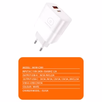 Зарядное устройство WUW C209 1xUSB-C PD45W + 1xUSB QC3.0 18W White (WUW-C209) - Image 3