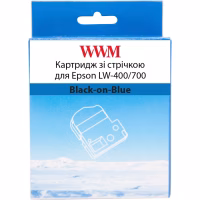 Стрічка для принтера етикеток WWM для Epson LW-400/700 18mm х 8m Black-on-Blue (WWM-SC18B) - Image 1