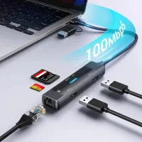 Концентратор XoKo USB-C 5-in-1 USB 3.0 + USB 2.0 + SD/TF + RJ45 100Mbps silver (XK-AC-350) - 9