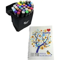 Набір маркерів Touch двосторонніх скетч маркерів 36 шт в чохлі + блокнот А5 (40 арк) в асортименті для дівчаток (XK-MRK-GRL) - Зображення 8