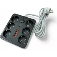 Мережевий фільтр живлення XoKo XK-SP-6-4-2-BK - 1