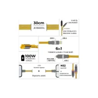 Дата кабель 6in1 inCharge XL 0.3m yellow Rolling Square (XLS03R) - 2