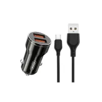 Зарядний пристрій XO CC48 Smart Metal 2USB + cable MicroUSB (XO-CC48m-BK) - 1