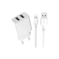 Зарядний пристрій XO L109 12W (2USB/2.4A) + USB - Lightning White (XO-L109-L) - 1