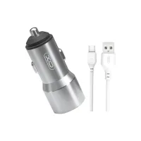 Зарядний пристрій XO TZ09 2.4A/2 USB + cable Type-C Grey (XO-TZ09T-GR) - 1