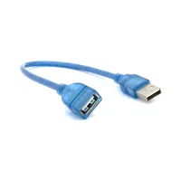 Дата кабель USB 2.0 AM/AF 0.3m blue transparent Voltronic (YT-AM/AF-0,3TBL) - 1