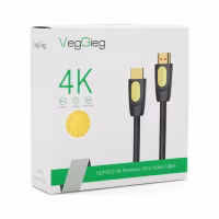 Кабель мультимедийный HDMI M to HDMI M 5.0m V2.0 4K UHD black VEGGIEG (YT-HDMI(M)/(M)HA-5/19714) - Image 3