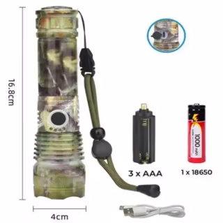 Ручной фонарь Police RB265, P90 LED, zoom, microusb, камуфляж