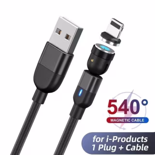 Магнітний кабель REDDAX RDX-399 Type-C (1 м, тканинне обплетення, LED), Black