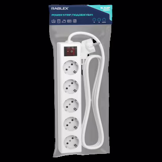 Мережевий фільтр Rablex RB5-2M 5 розеток 3 метри 16 A 1.5mm 3500W