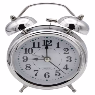 Часы будильник колокольчик 3010, серебристые
