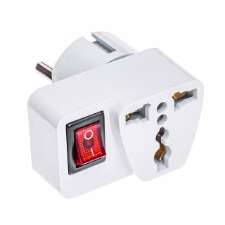 Переходник под английскую, плоскую и евро вилку с ВЫКЛЮЧАТЕЛЕМ 12 шт.