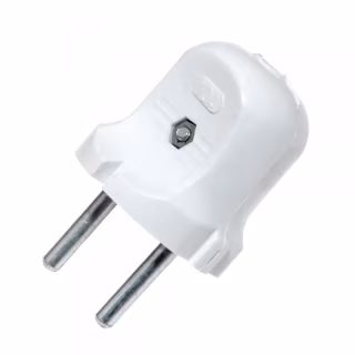 Электровилка ЕМР простая, белая, 10А-220V 20штук в уп.