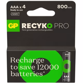 Аккумулятор GP Recyko Pro 800mAh Eco, Ni-MH AAA, 1.2V, 2.4A, LSD70-5, Box 4шт.