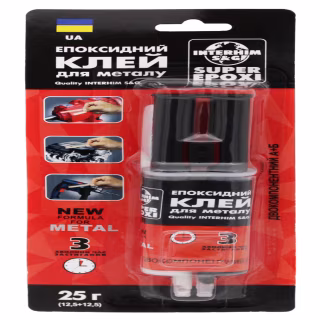Эпоксидный клей шприц 2*12.5 SUPER EPOXI для МЕТАЛЛА / Interhim S&G