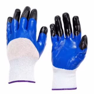 Перчатки Рабочие стрейчевые нейлоновые Frendly Дружба (чёрные пальцы) в упаковке 12 пар