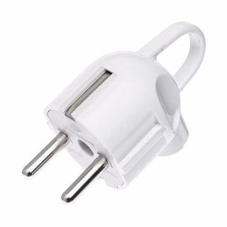 Электровилка DE-PA угловая c ручкой кольцм белая С/З Евро (11103)