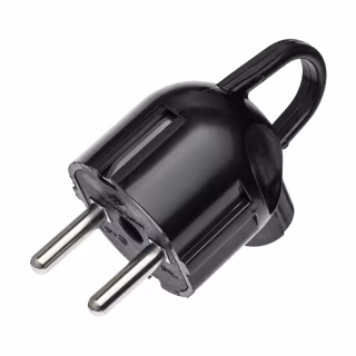 Электровилка DE-PA угловая c ручкой кольцм черная С/З Евро (11103)