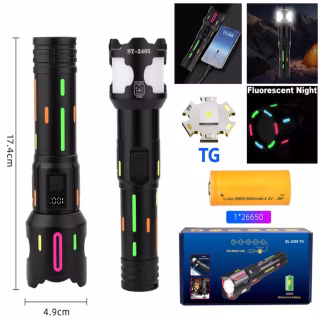 Ручной фонарь BL-2405-TG, 1x26650, power bank, индикация заряда, ЗУ Type-C, zoom
