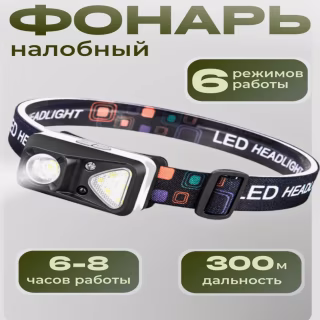 Налобный фонарь PL-185, холодный, теплый, красный свет, ЗУ Type-C, сенсор