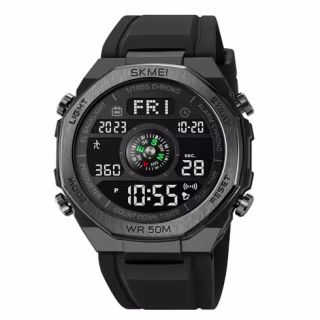 Годинники наручні SKMEI 2209BKBK, BLACK-BLACK, Компас, Педометр, 10323