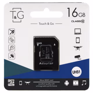 Карта памяти microSDHC T&G (UHS-1) 16GBSD class 10 (с адаптром) (Гарантия 3года)