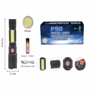 Ручной фонарь Police RB244, P90 LED, microUSB, Боковая подсветка, Zoom