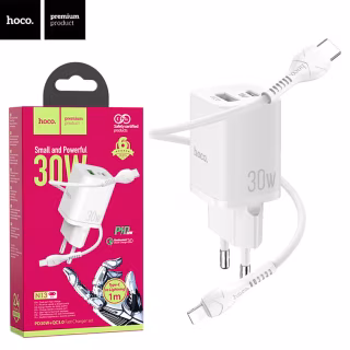 Сетевое зарядное устройство Hoco N13 Fast Charge (30W) + кабель Type-C to Lightning