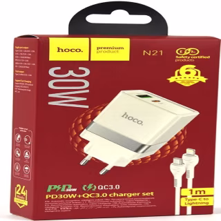 СЗУ Мережева Зарядка Hoco N21, 30W, Type-c — Lightning