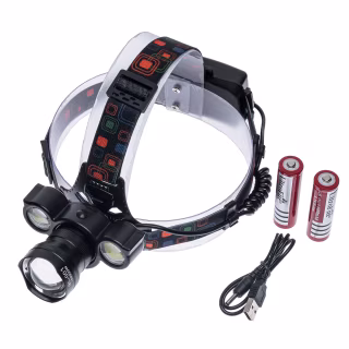 Налобный фонарь Bailong BL-001, T6+Cob, zoom, аккумулятор