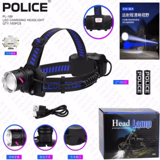 Налобний ліхтар Bailong PL-189, 2x18650, Type-C, TG LED, Zoom