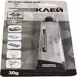 Клей COVER сильнодіючий прозорий 30г / Interhim S&G / БЛИСТЕР