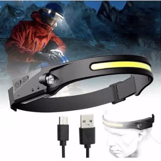 Налобний ліхтар Bailong BL-W689, G28-LM+COB, датчик руху, Li-Ion акум., ЗУ Type-C, 8093