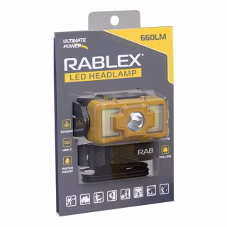 Налобный фонарь Rablex RB968, жёлтый+белый+красный, 3хT6+4хCOB, Sensor, аккум, Type-C