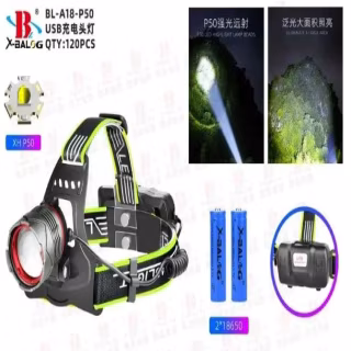 Налобний ліхтар Bailong BL-A18-XHP50, 2x18650, зум, ЗУ microUSB