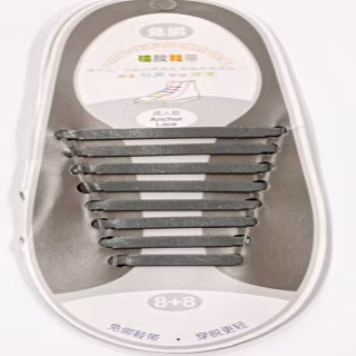 #20 Силиконовые шнурки набор 8+8шт №20 СЕРЫЕ