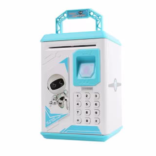 Детская копилка сейф для денег, с кодом и отпечатком пальца ROBOT BODYGUARD №906